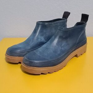 Vintage Style Mid West Blue Rubber Rain Boot